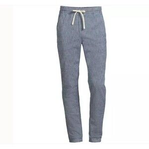 Lands' End Men's XXL 2x 2xl tall blue cotton Deck Pants new elastic waist casual